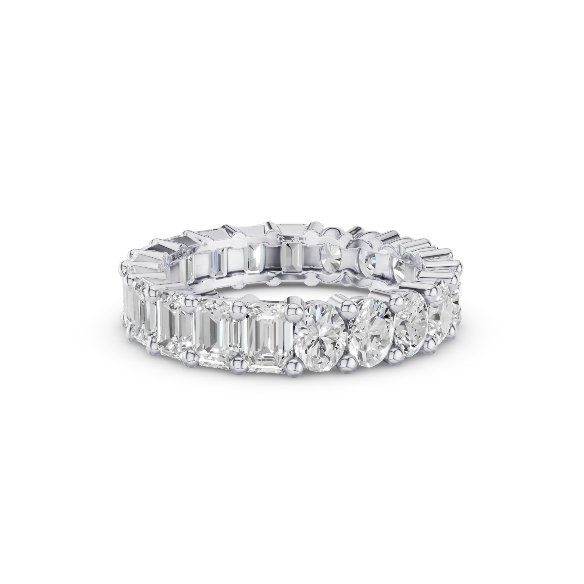 Full Eternity Oval Emerald Cut Lab Grown Diamond Ring