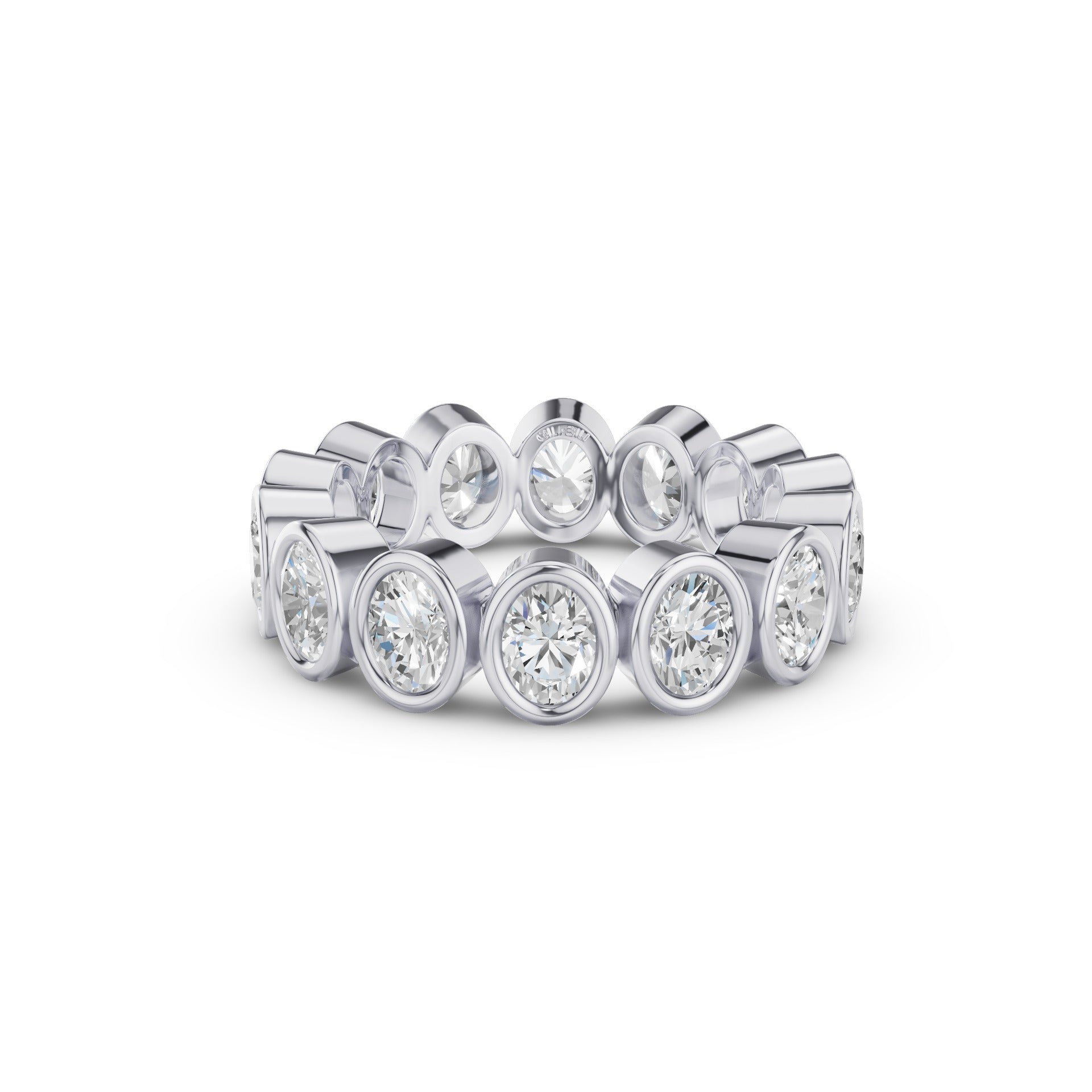 Full Eternity Oval Shape Lab Grown Diamond Bezel Set Ring