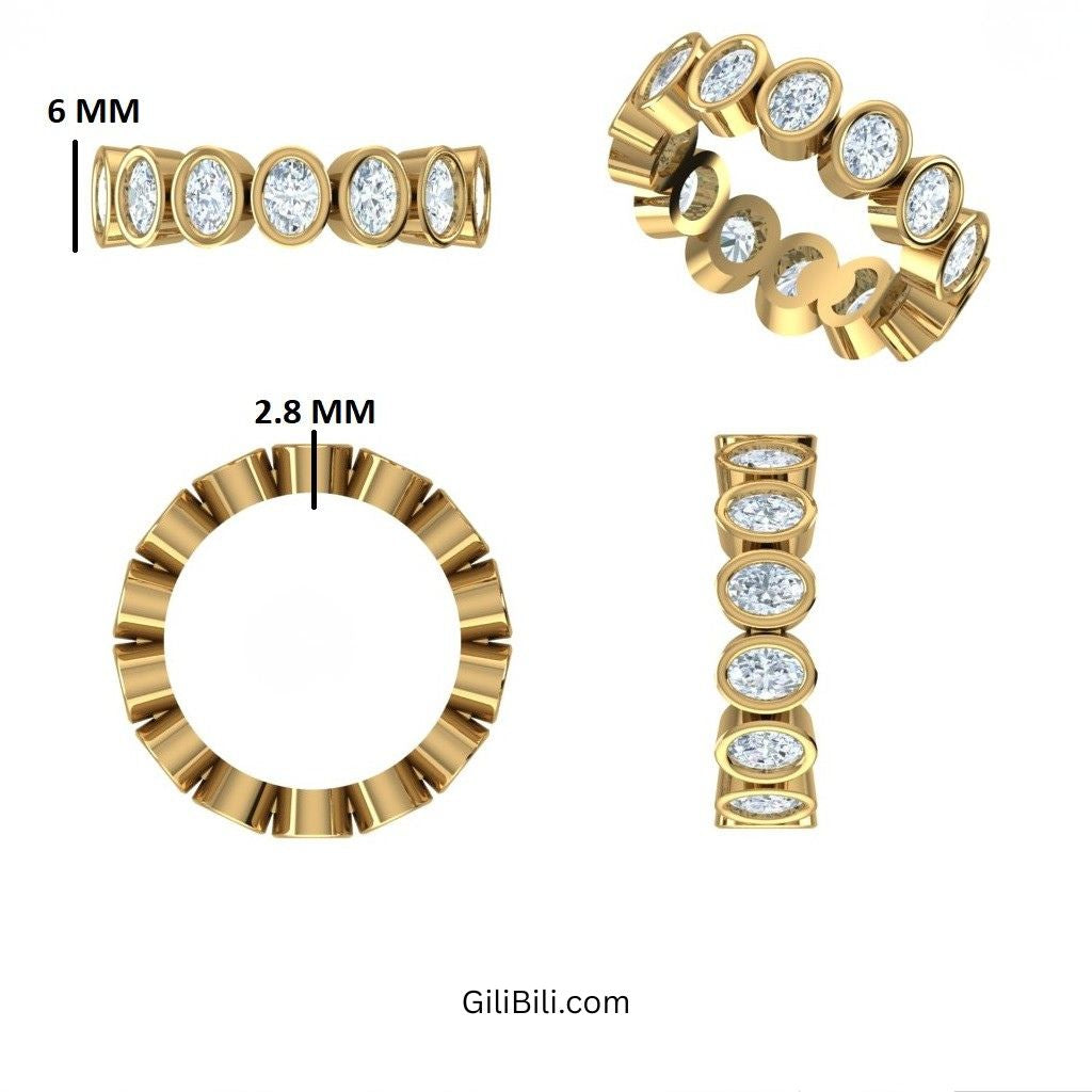 Full Eternity Oval Shape Lab Grown Diamond Bezel Set Ring