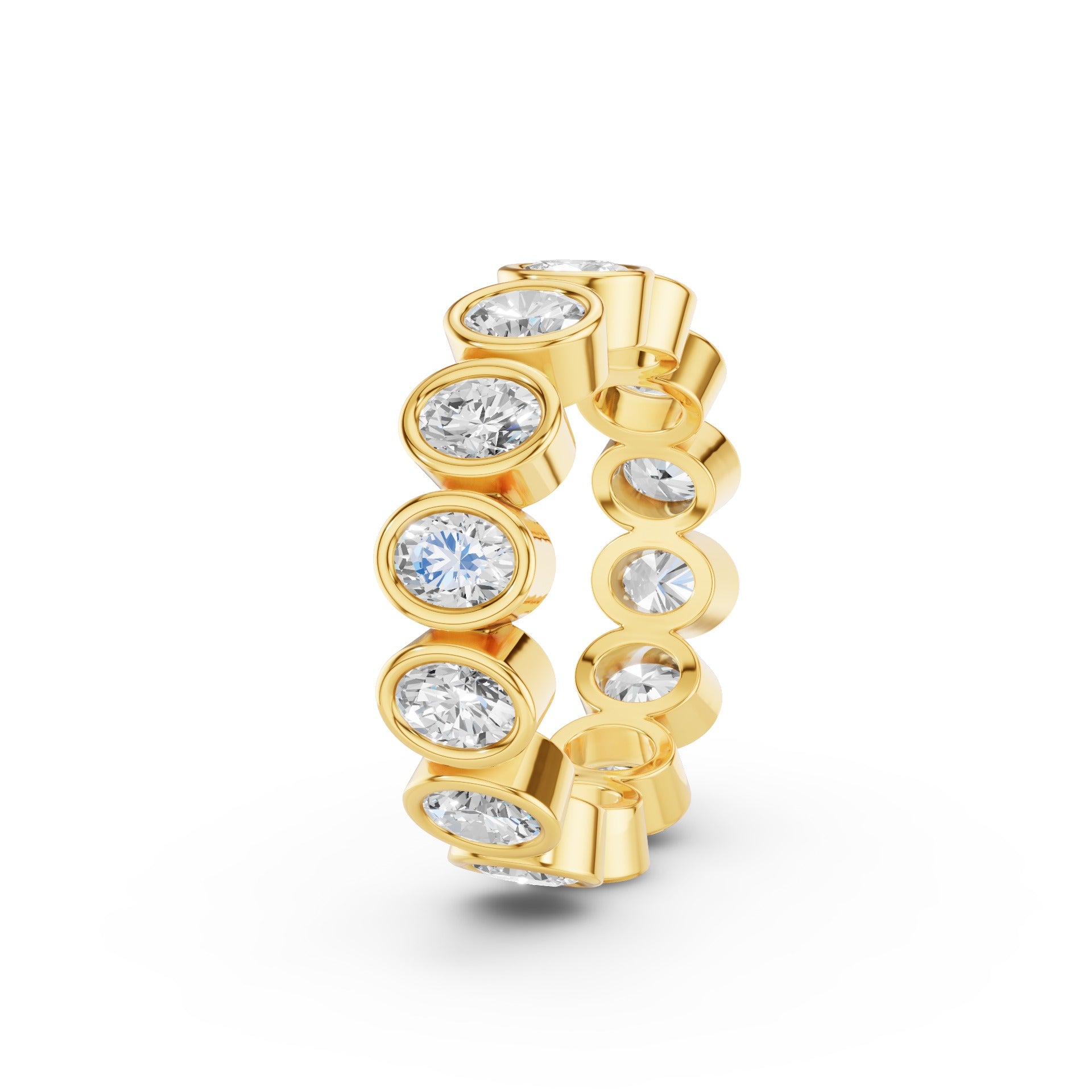 Full Eternity Oval Shape Lab Grown Diamond Bezel Set Ring
