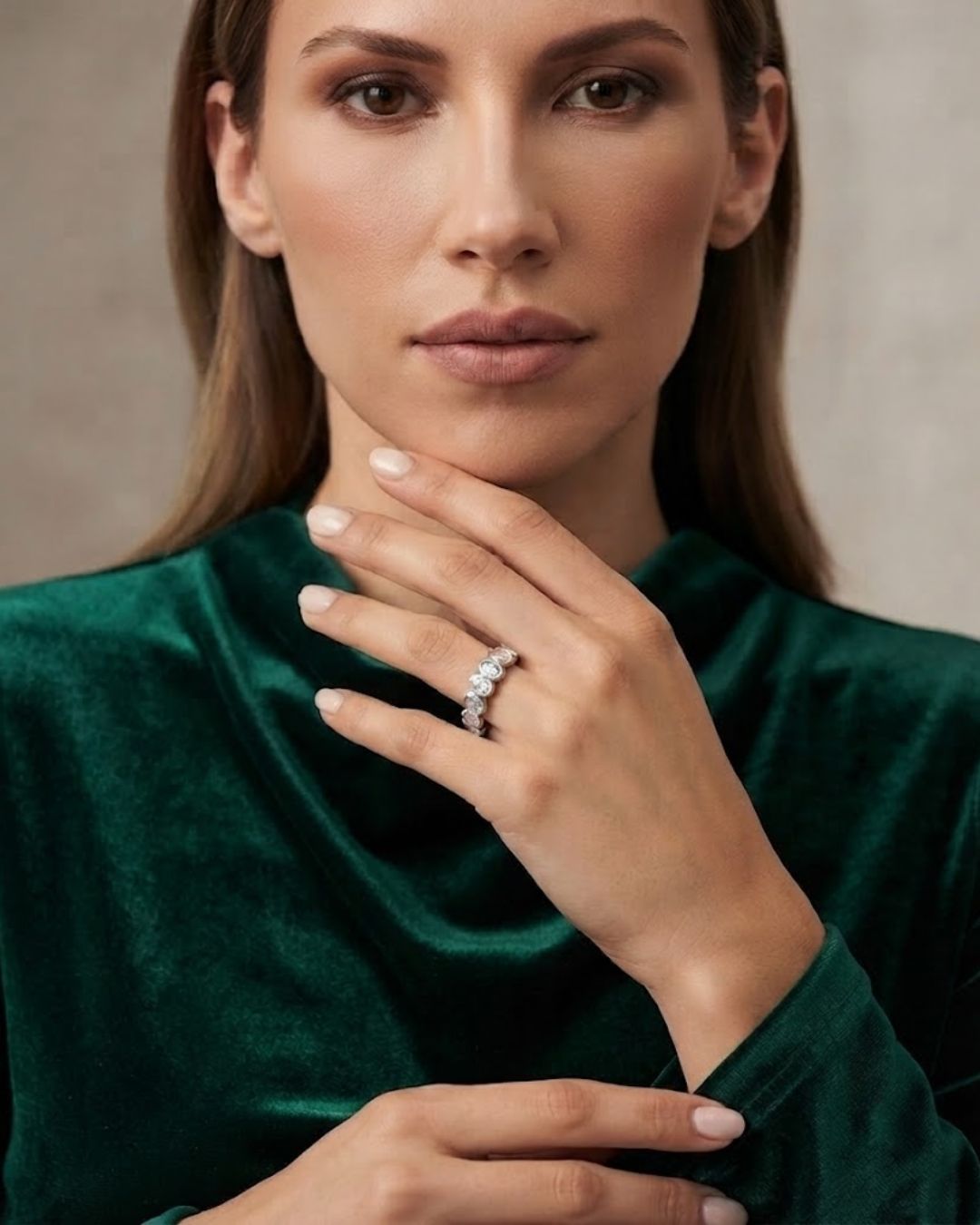 Full Eternity Oval Shape Lab Grown Diamond Bezel Set Ring