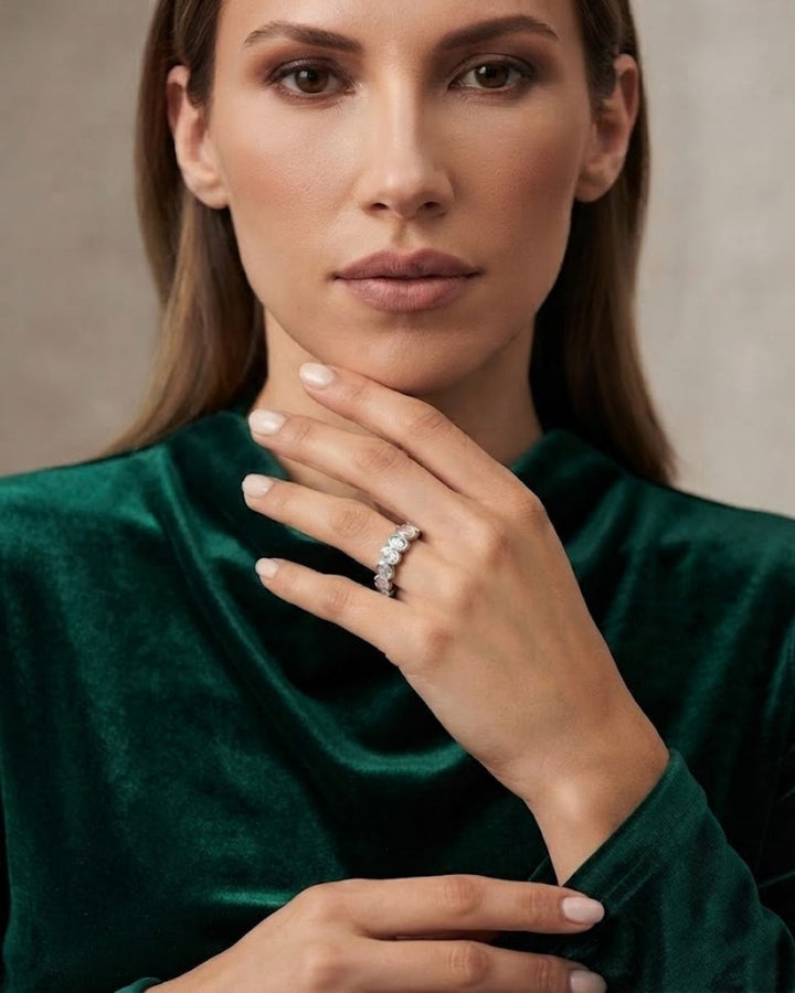Full Eternity Oval Shape Lab Grown Diamond Bezel Set Ring