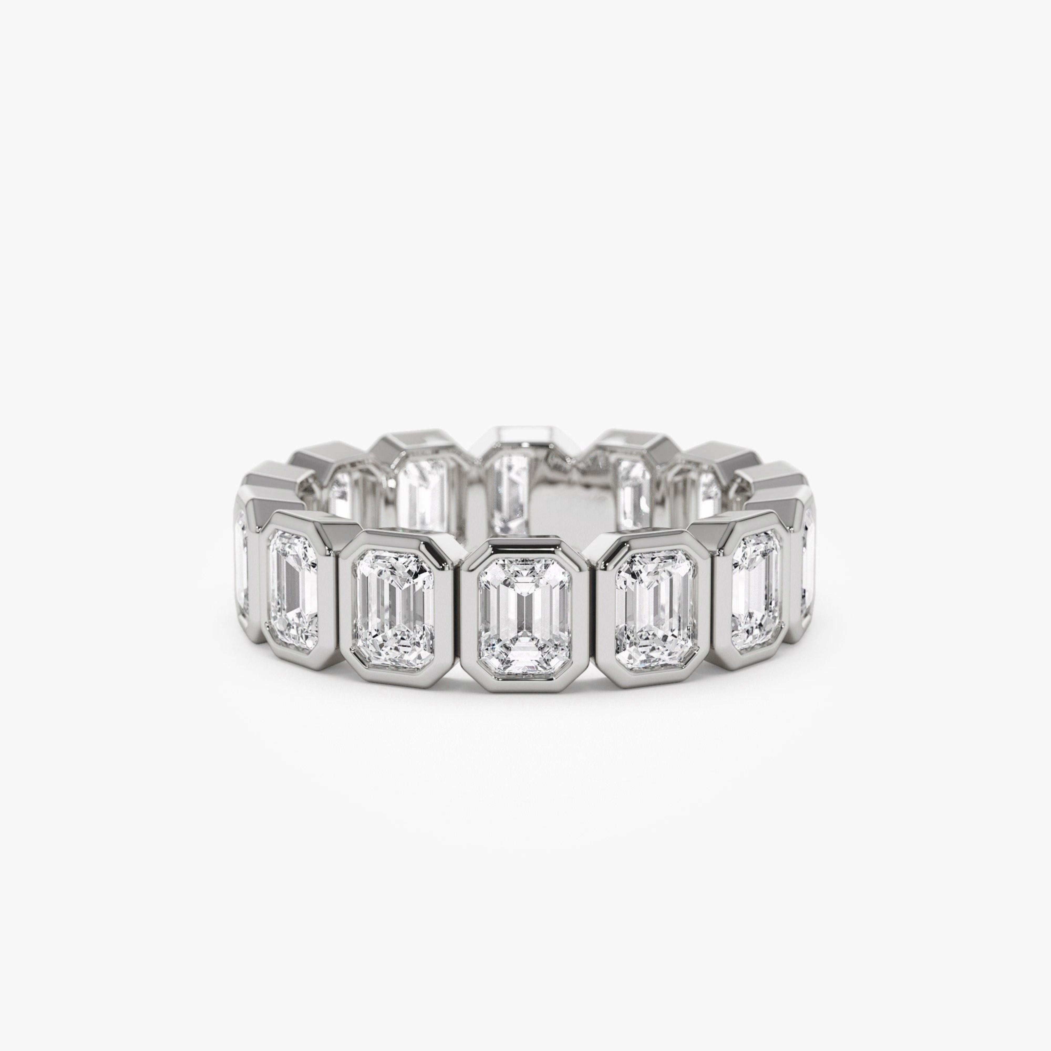 Full Eternity Emerald Cut Lab Grown Diamond Wedding Band