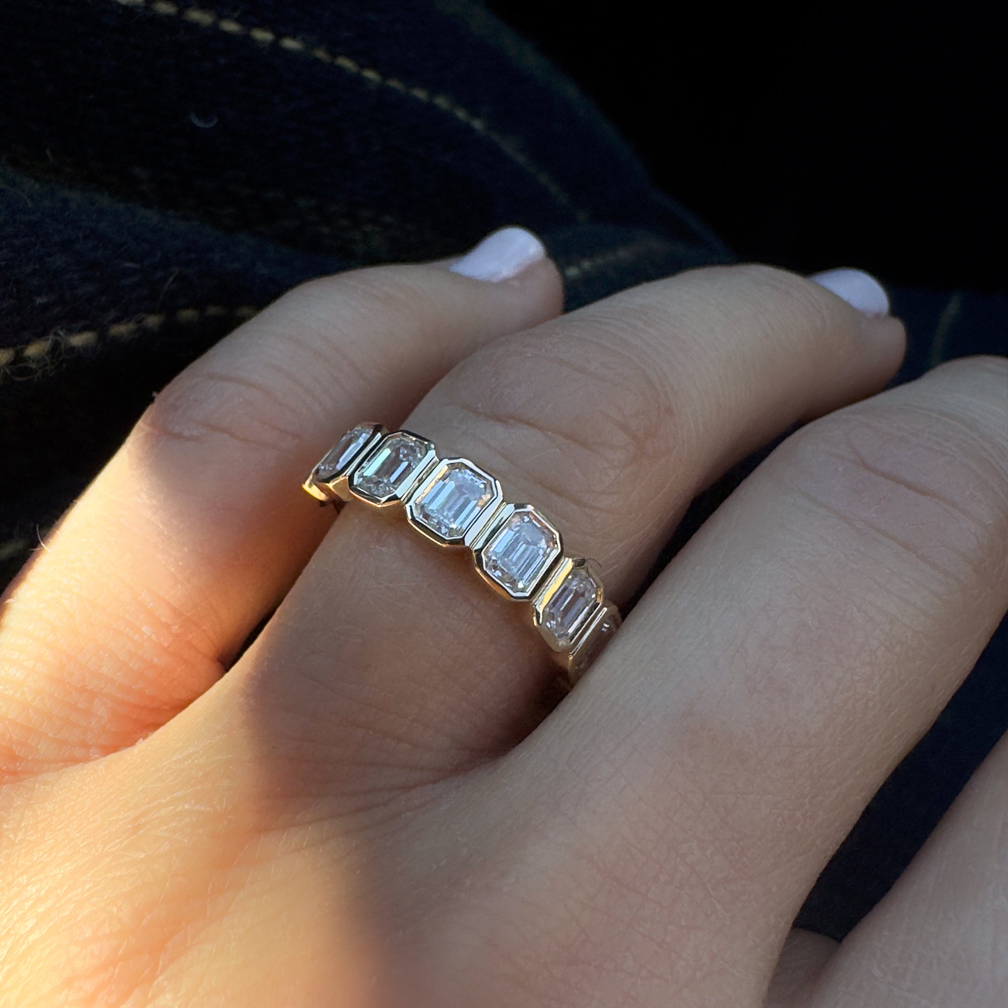 Full Eternity Emerald Cut Lab Grown Diamond Wedding Band