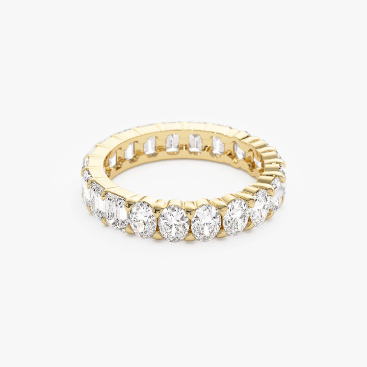 Full Eternity Oval Emerald Cut Lab Grown Diamond Ring