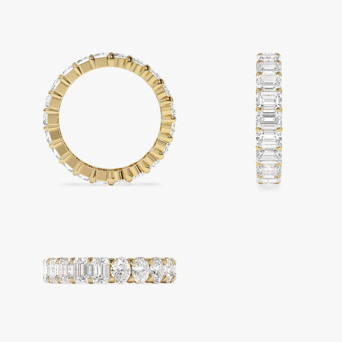 Full Eternity Oval Emerald Cut Lab Grown Diamond Ring