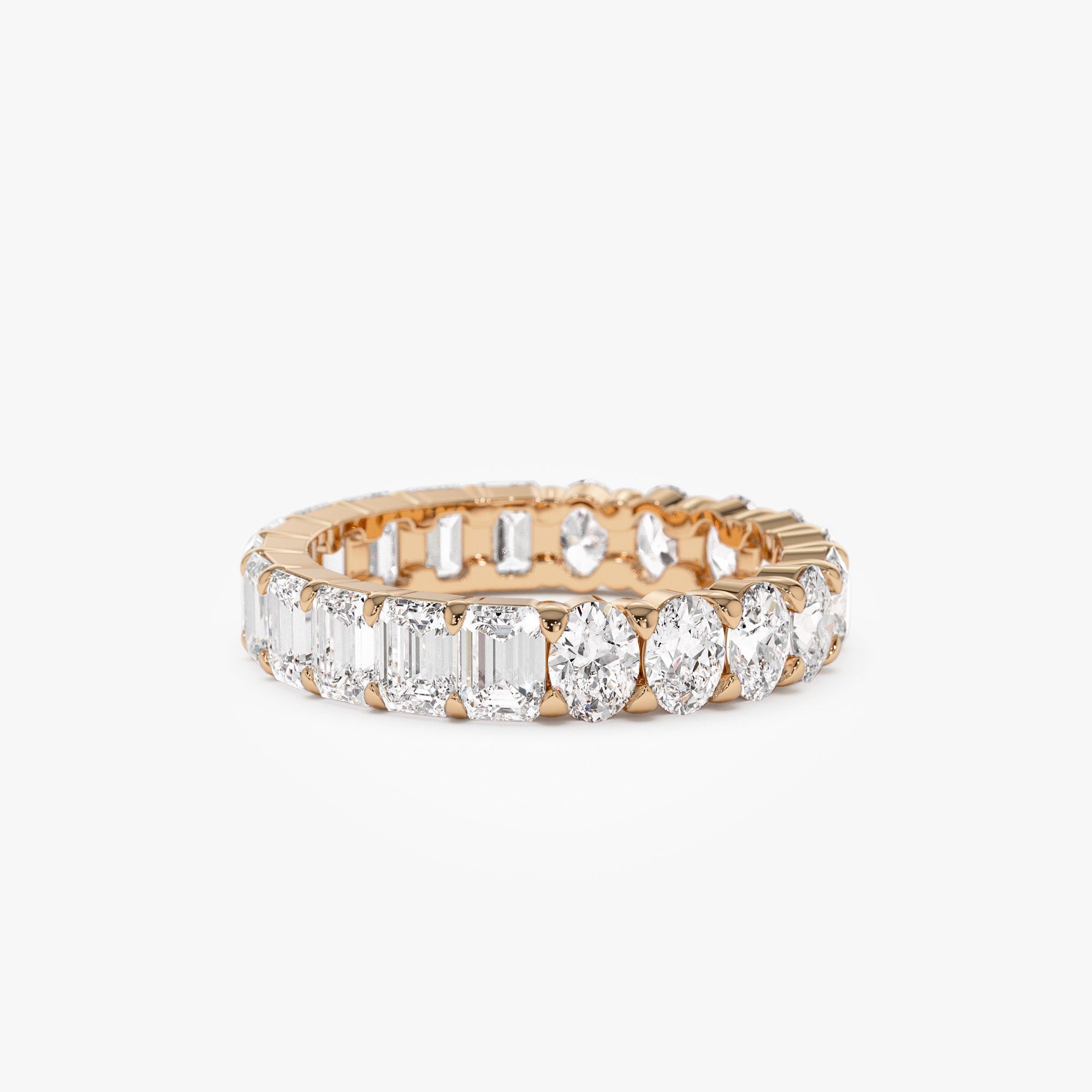 Full Eternity Oval Emerald Cut Lab Grown Diamond Ring