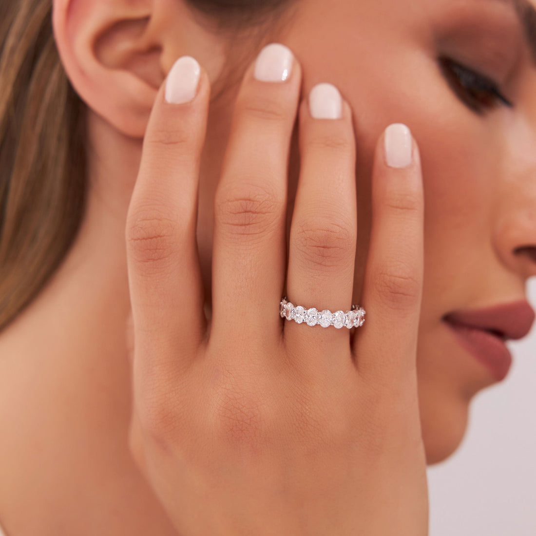 Full Eternity Oval Lab Grown Diamond  Wedding Ring