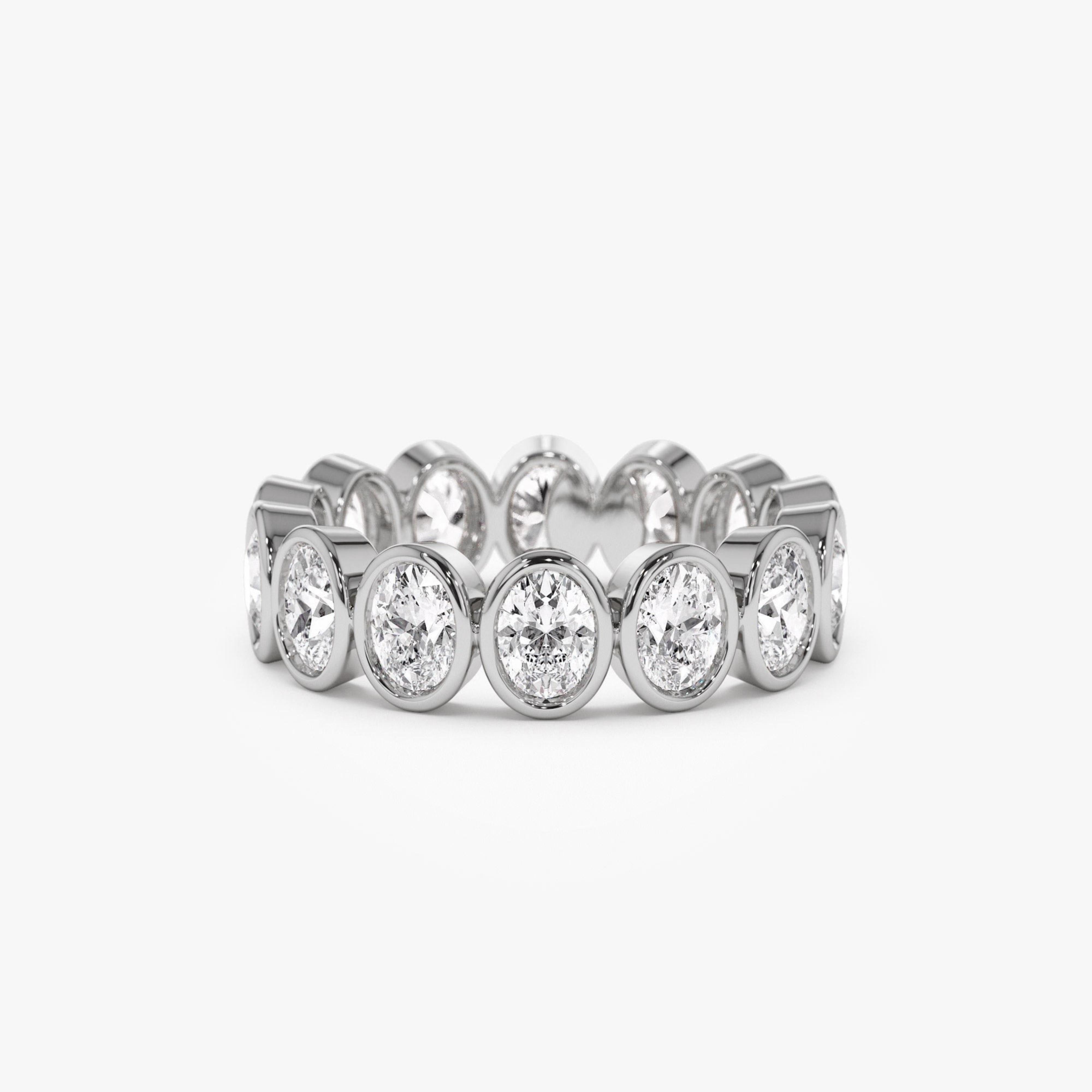Full Eternity Oval Shape Lab Grown Diamond Bezel Set Ring