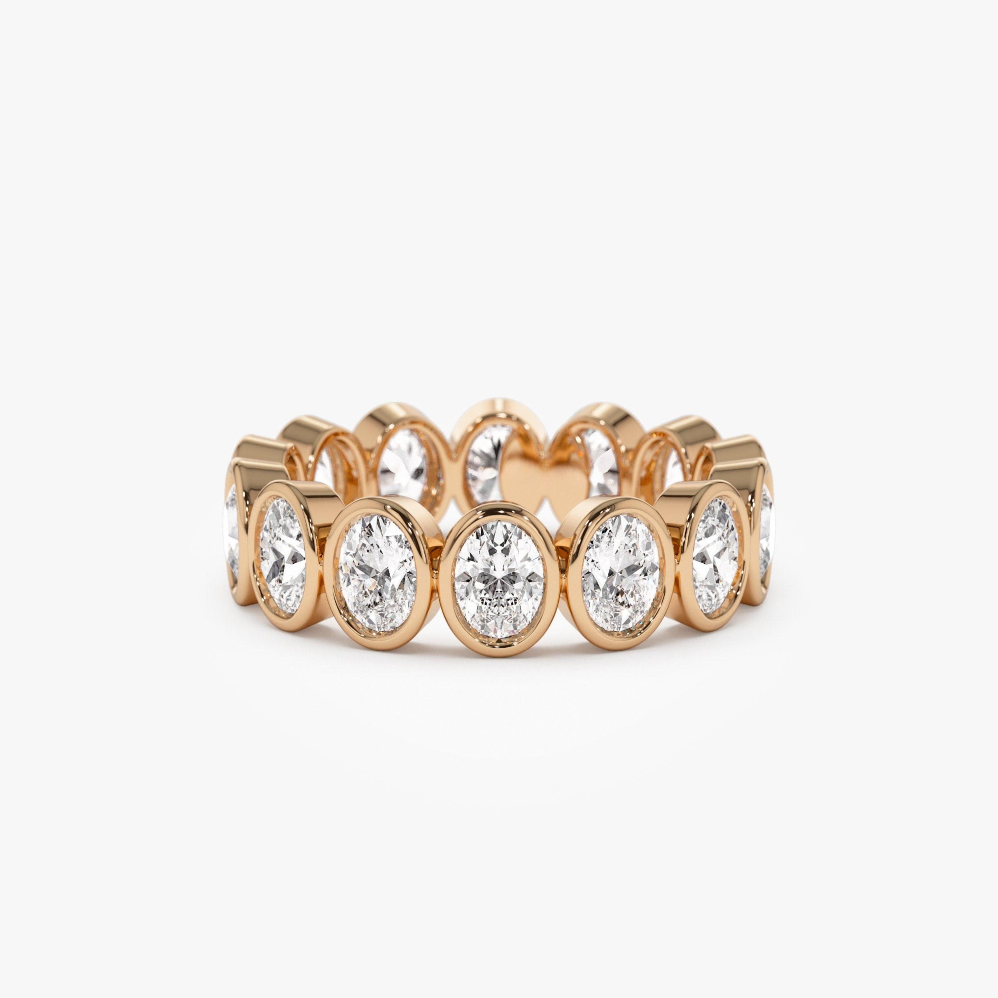 Full Eternity Oval Shape Lab Grown Diamond Bezel Set Ring