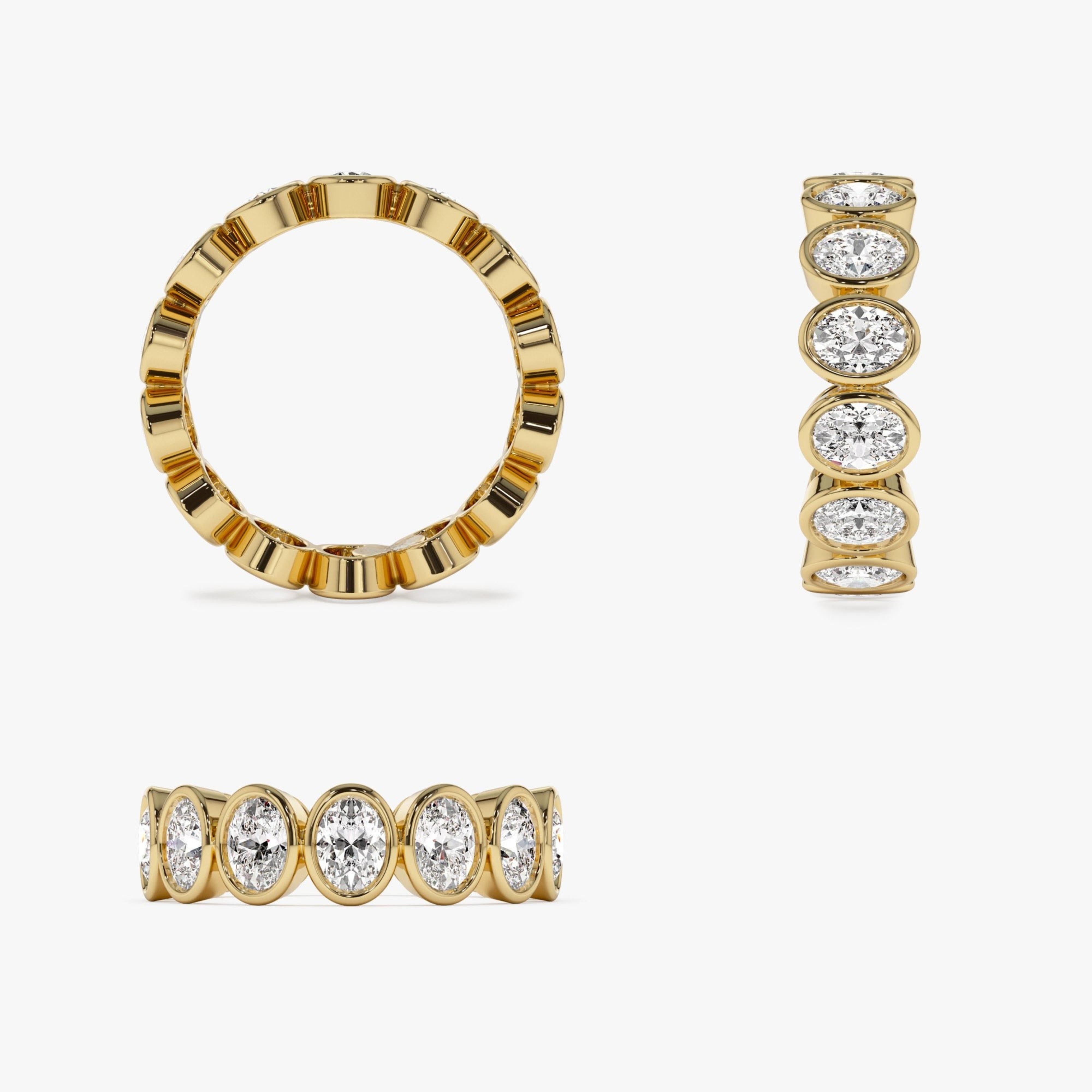 Full Eternity Oval Shape Lab Grown Diamond Bezel Set Ring