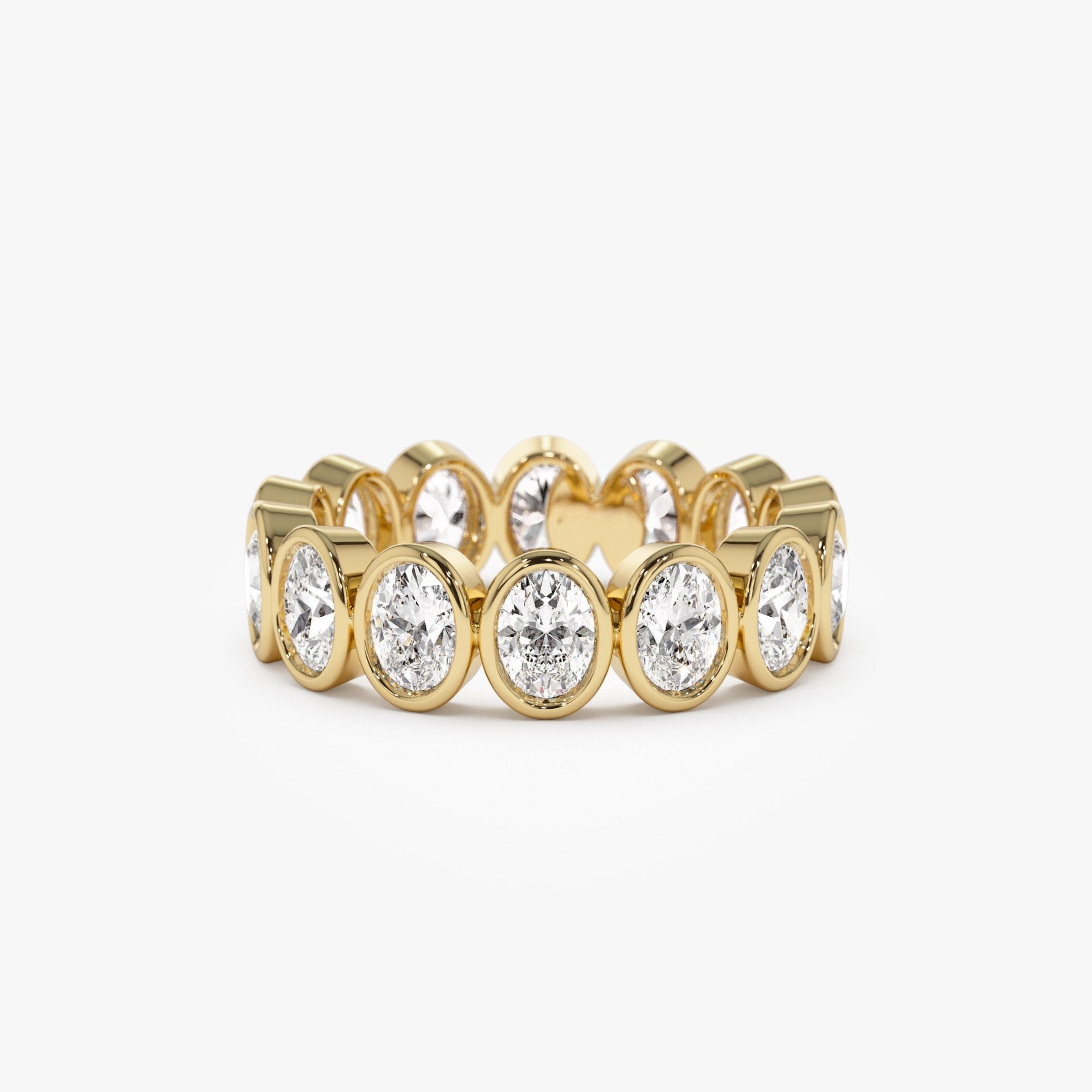 Full Eternity Oval Shape Lab Grown Diamond Bezel Set Ring