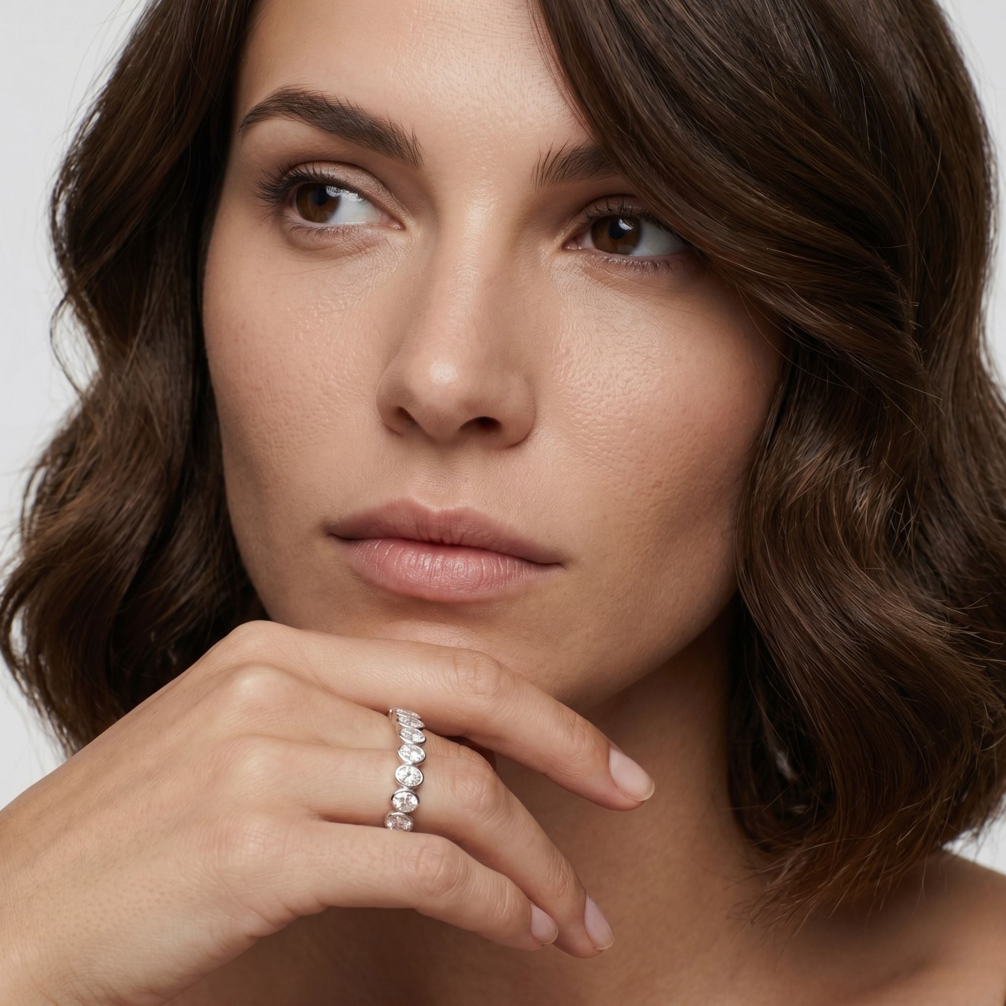 Full Eternity Oval Shape Lab Grown Diamond Bezel Set Ring