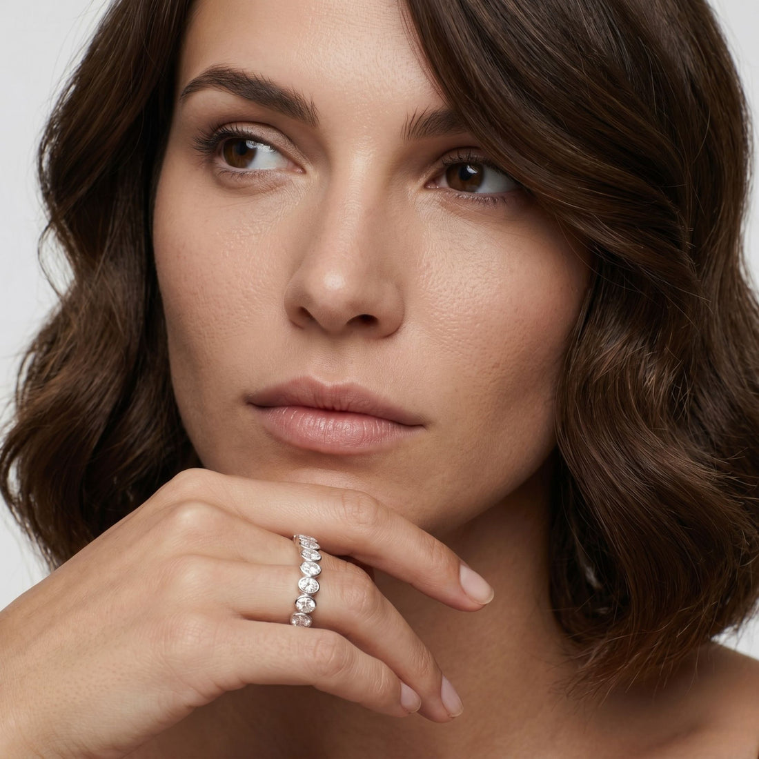 Full Eternity Oval Shape Lab Grown Diamond Bezel Set Ring