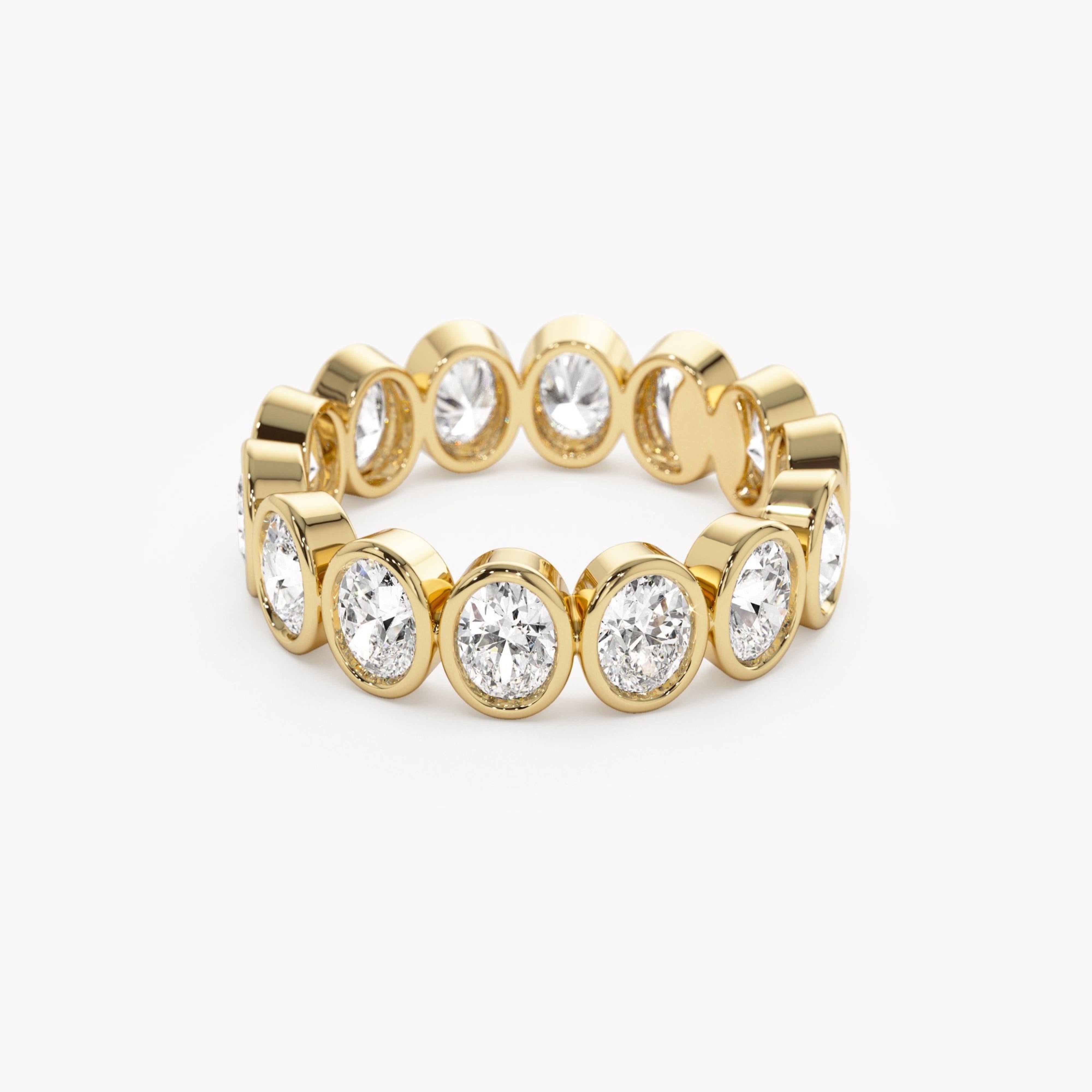 Full Eternity Oval Shape Lab Grown Diamond Bezel Set Ring