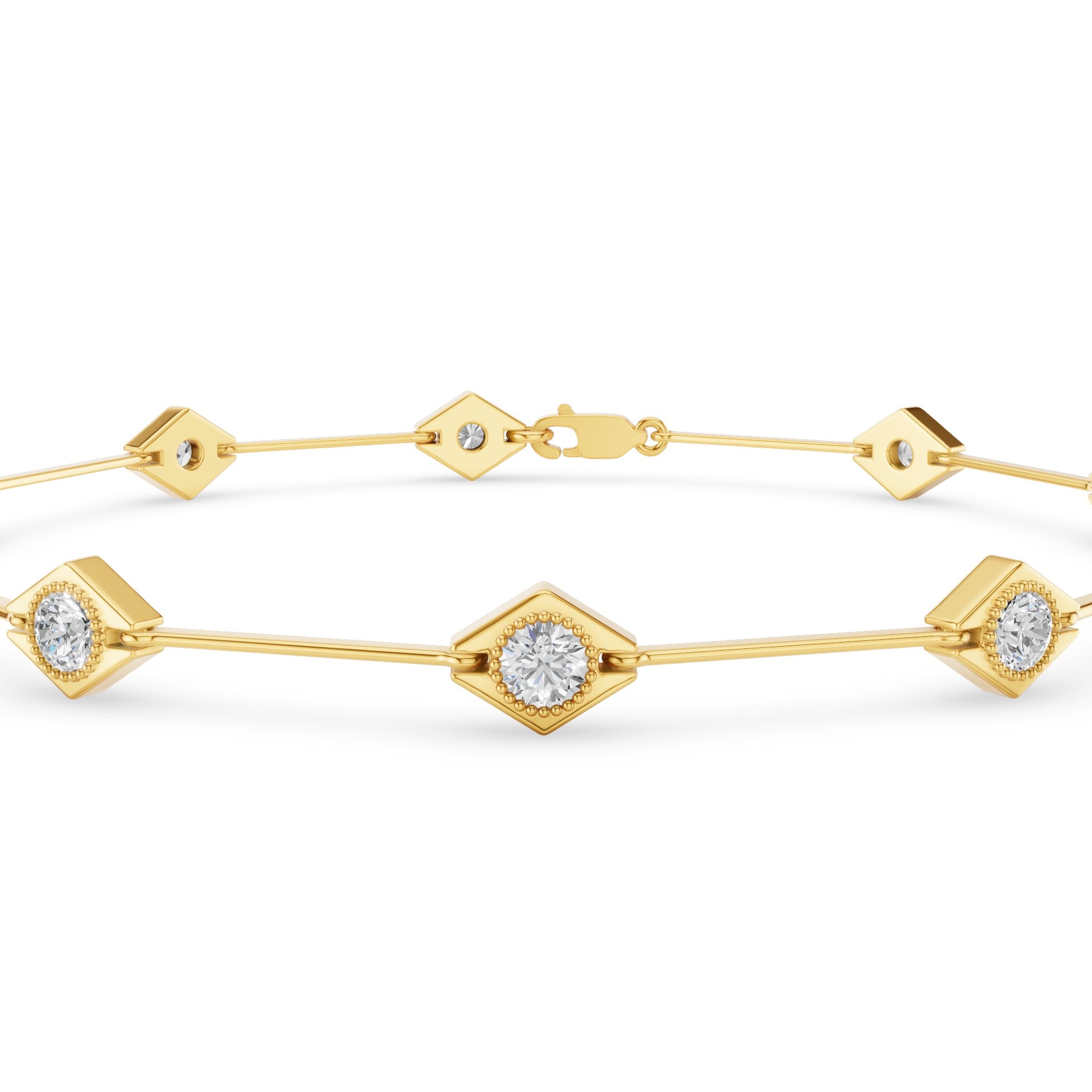 Gold Diamond Station Bracelet