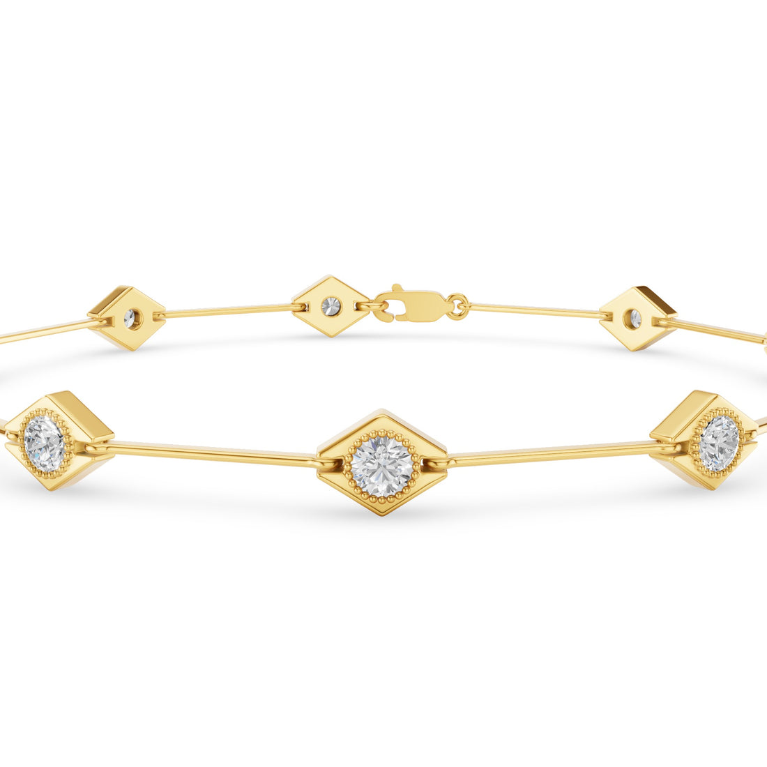 Gold Diamond Station Bracelet