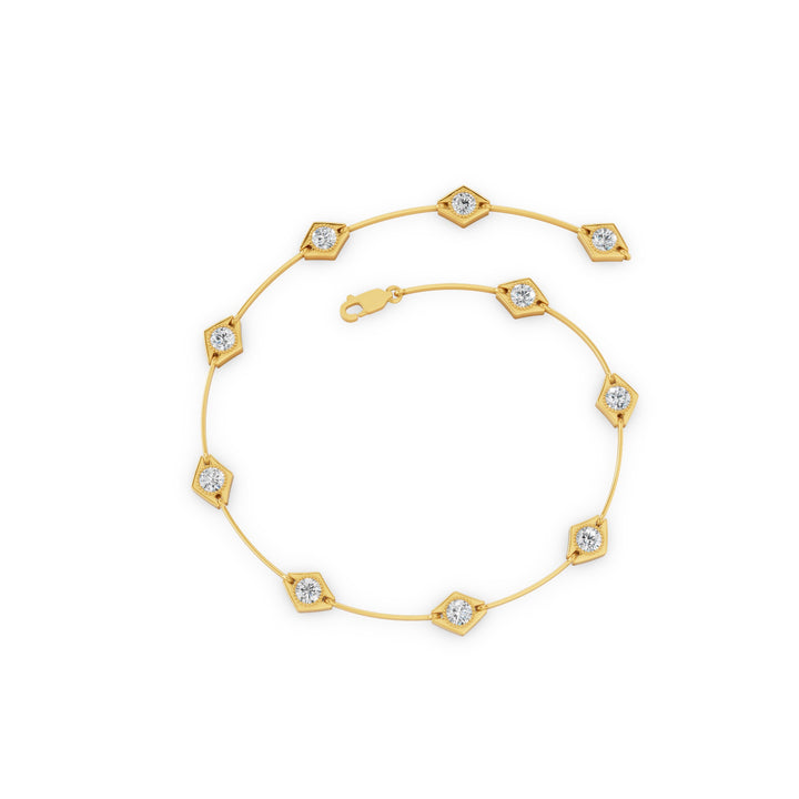 Gold Diamond Station Bracelet