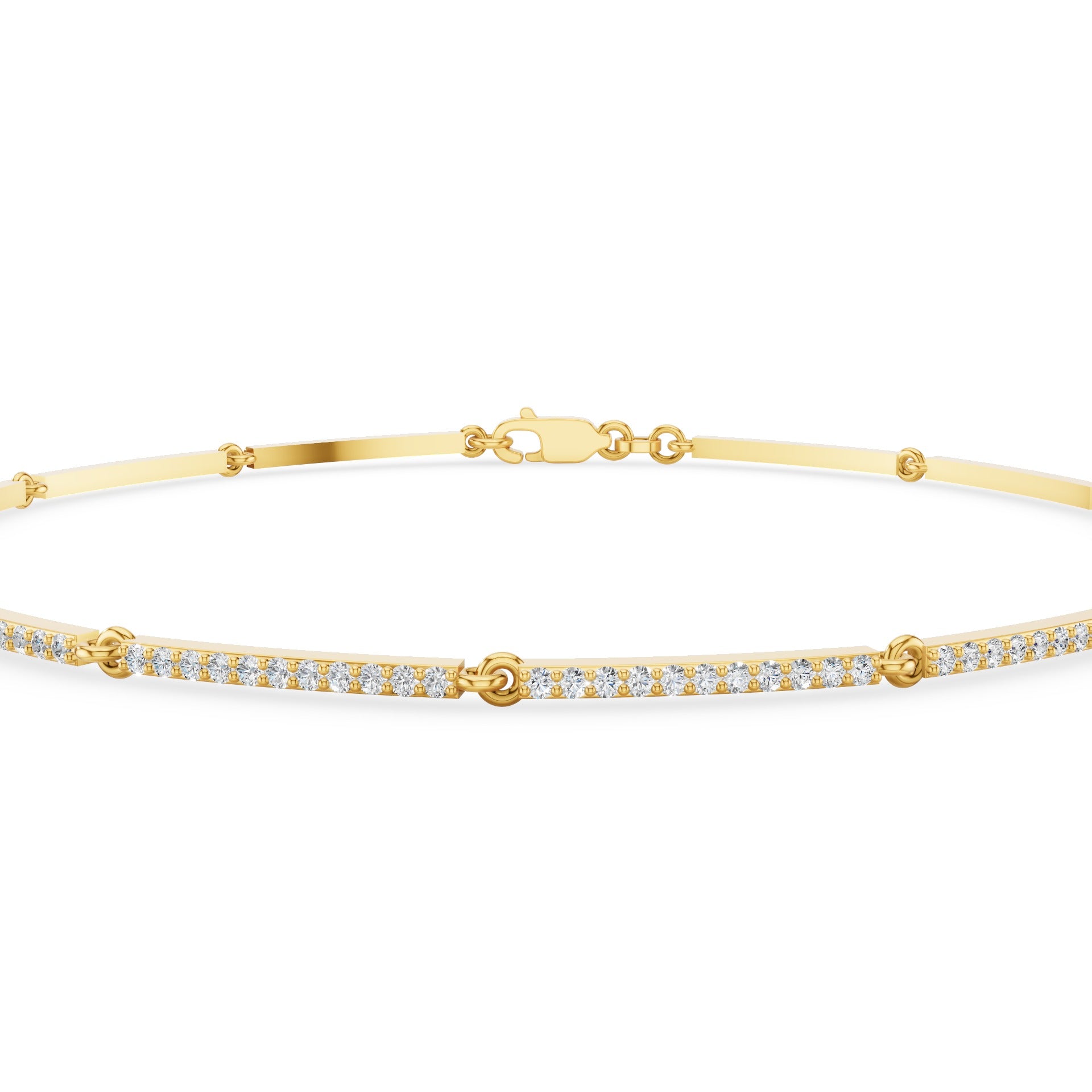 Gold Pave Diamond Bar Bracelet