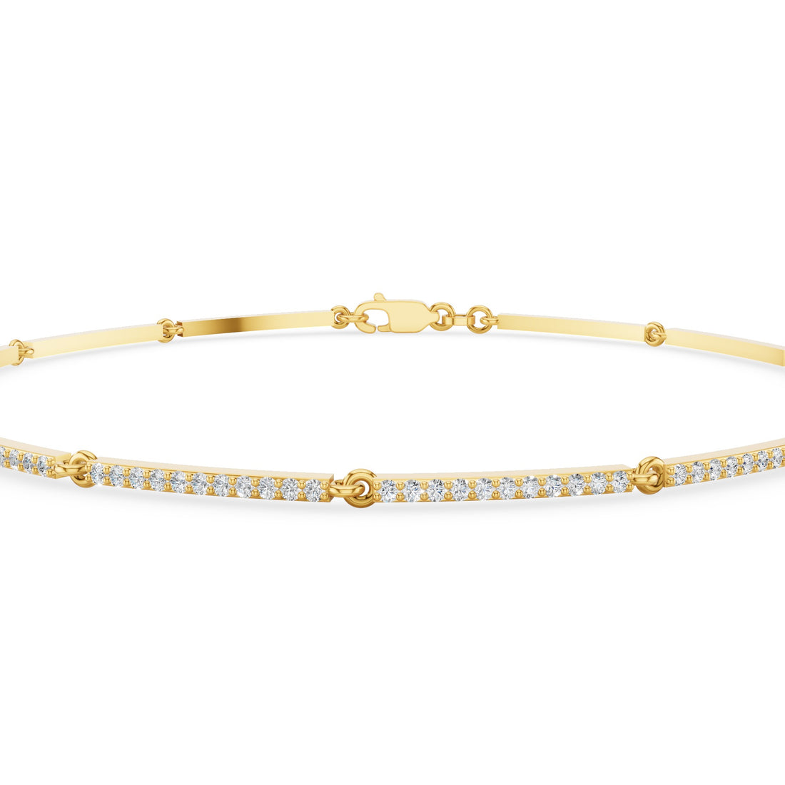 Gold Pave Diamond Bar Bracelet