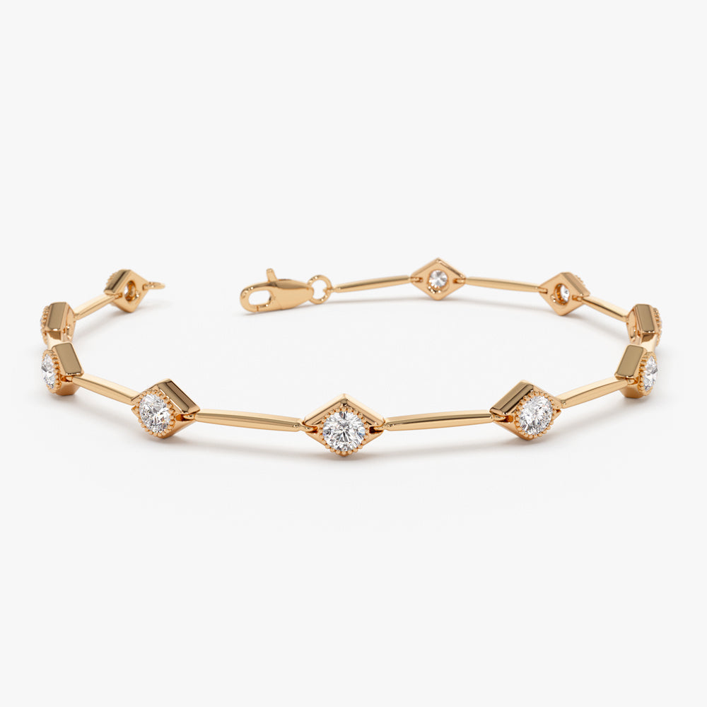Gold Diamond Station Bracelet