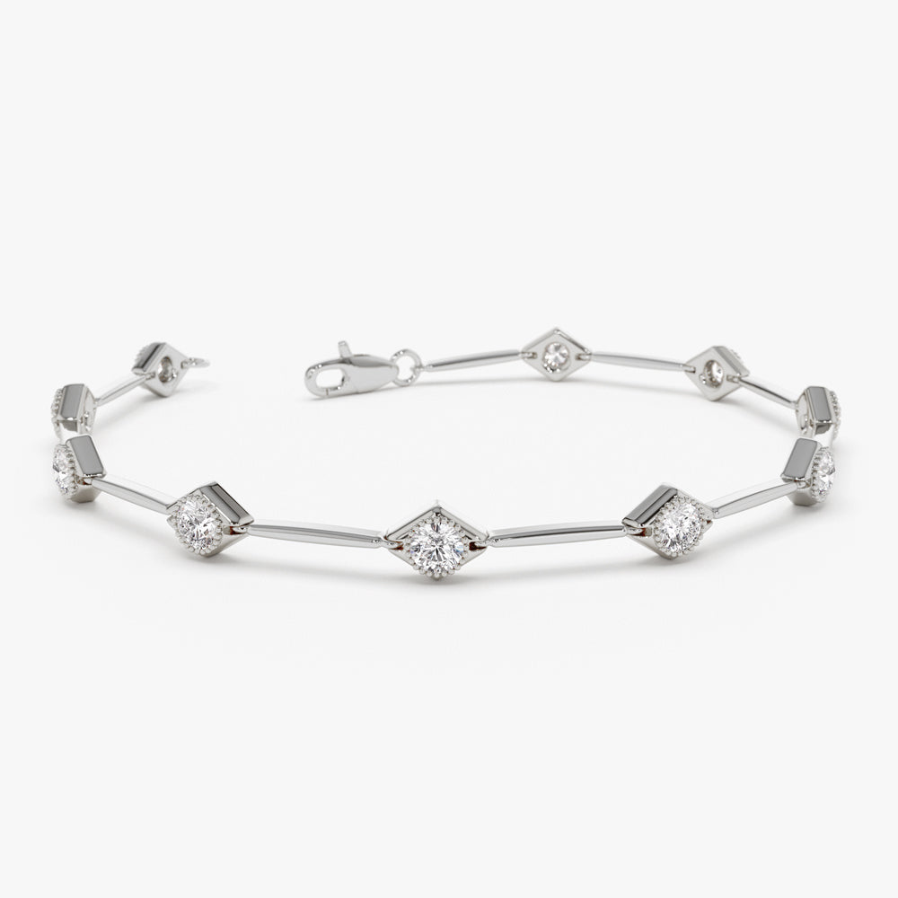 Gold Diamond Station Bracelet