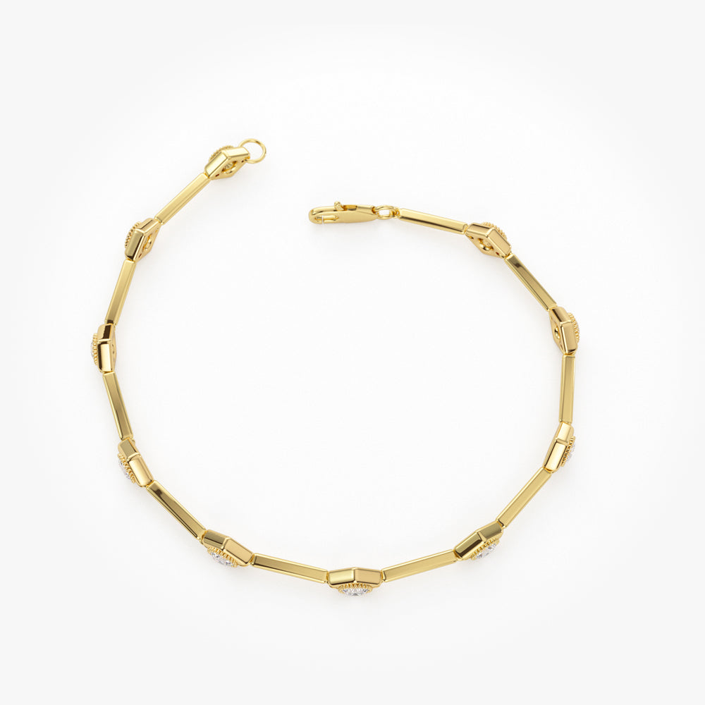 Gold Diamond Station Bracelet