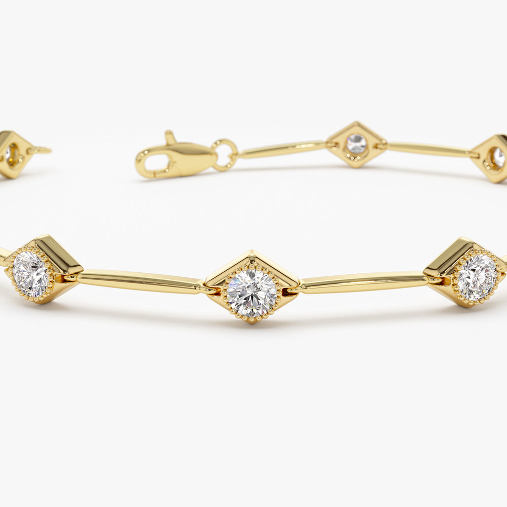 Gold Diamond Station Bracelet