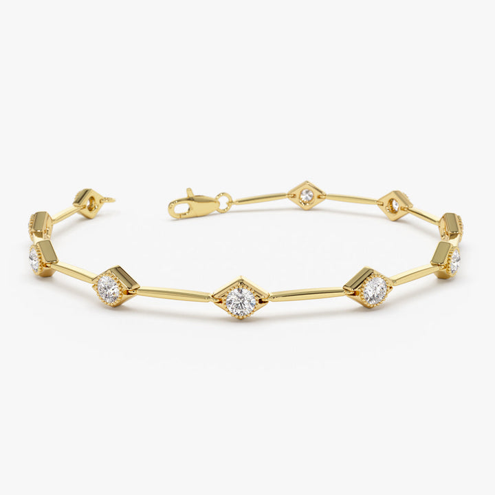 Gold Diamond Station Bracelet