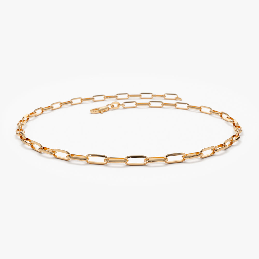 Gold Paper Clip Link Chain Bracelet