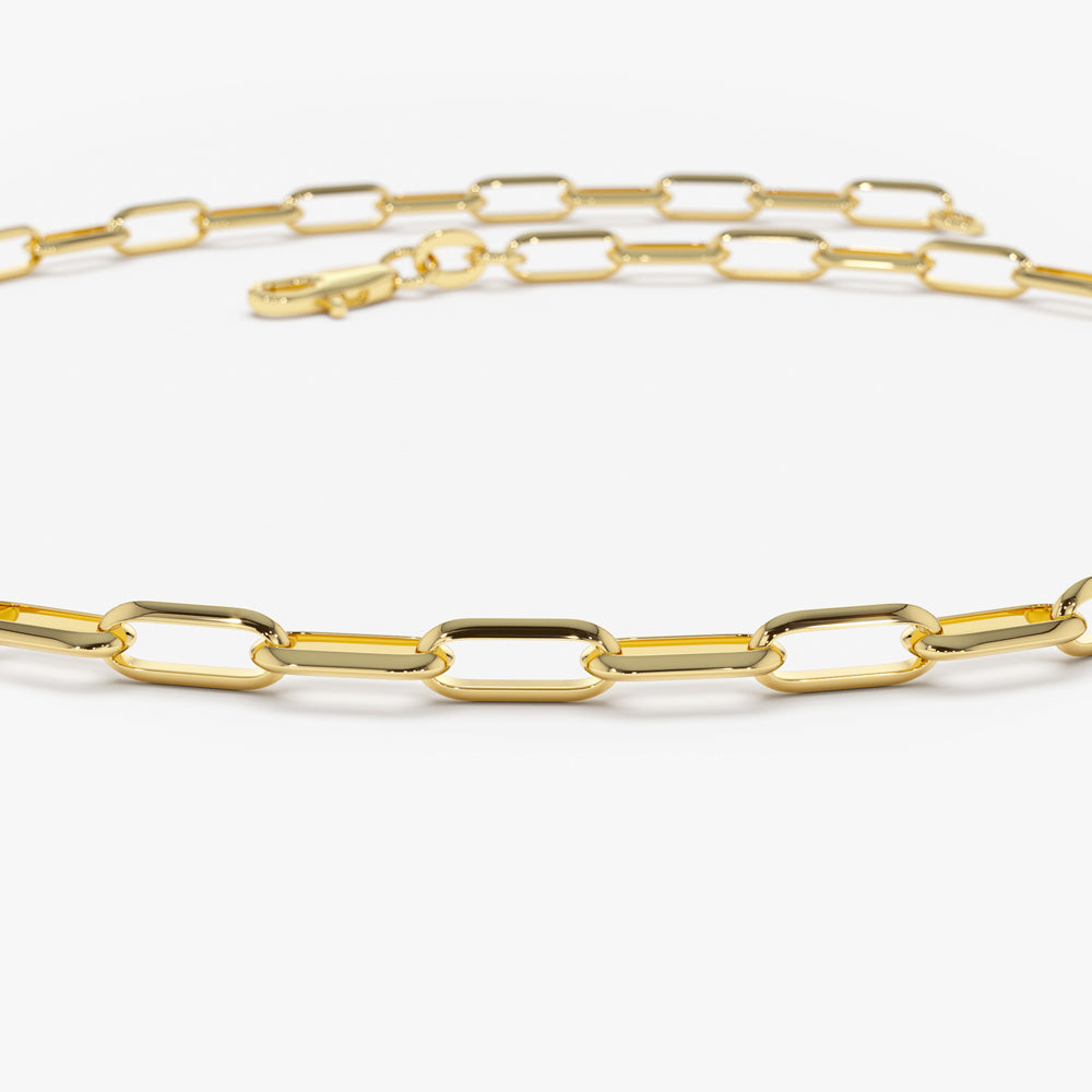 Gold Paper Clip Link Chain Bracelet