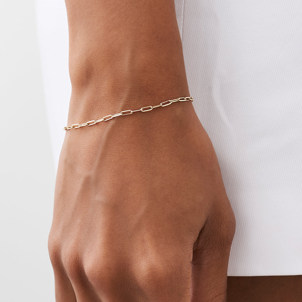 Gold Paper Clip Link Chain Bracelet