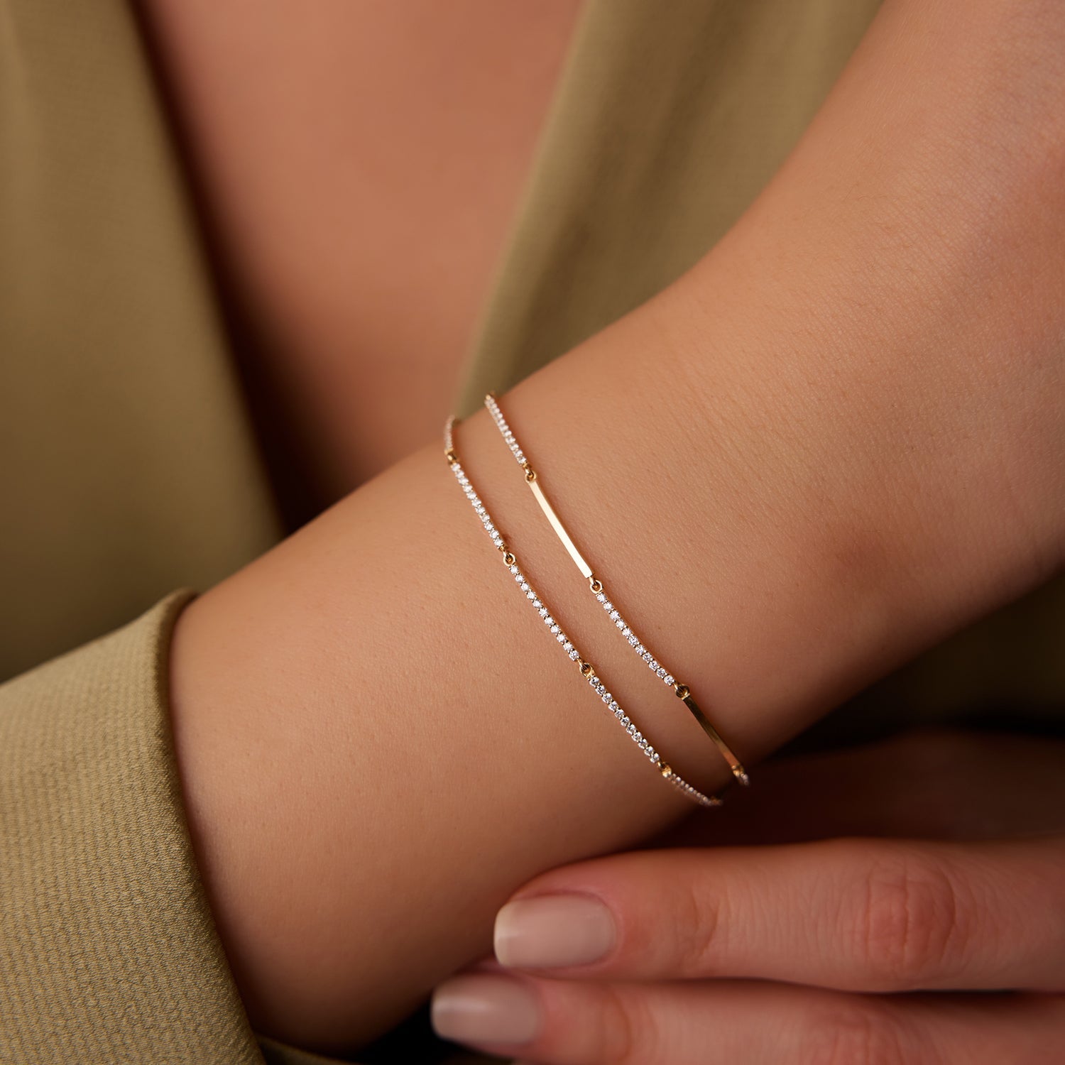 Gold Pave Diamond Bar Bracelet
