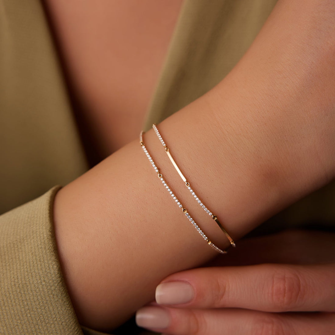 Gold Pave Diamond Bar Bracelet