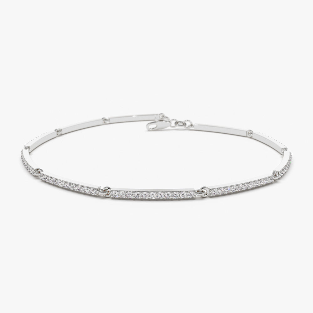 Gold Pave Diamond Bar Bracelet