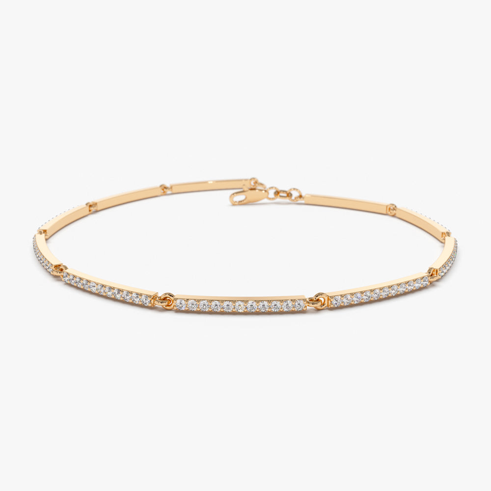 Gold Pave Diamond Bar Bracelet