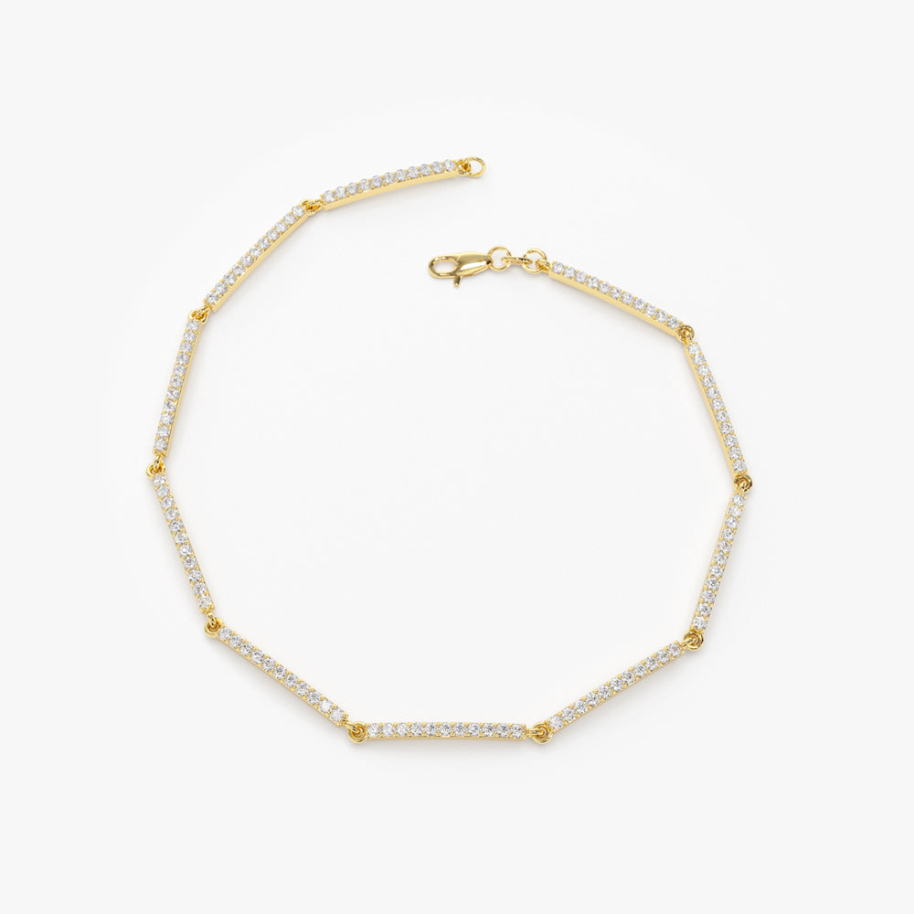 Gold Pave Diamond Bar Bracelet