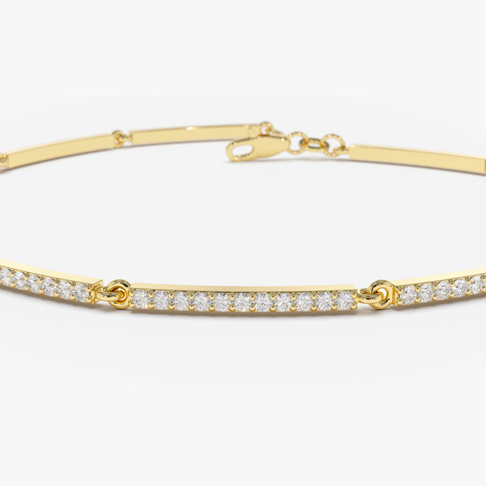 Gold Pave Diamond Bar Bracelet