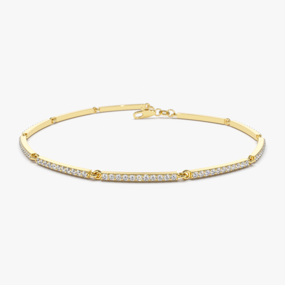 Gold Pave Diamond Bar Bracelet