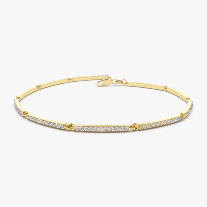 Gold Pave Diamond Bar Bracelet