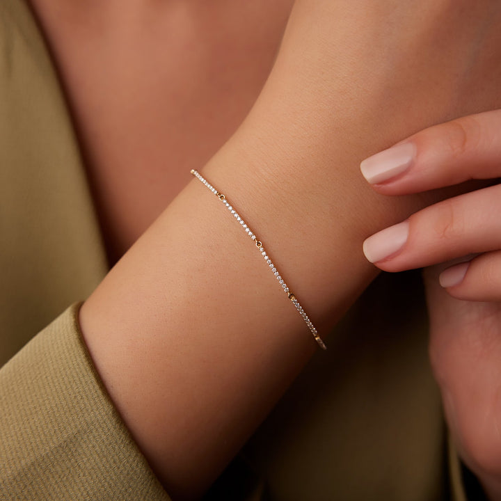 Gold Pave Diamond Bar Bracelet
