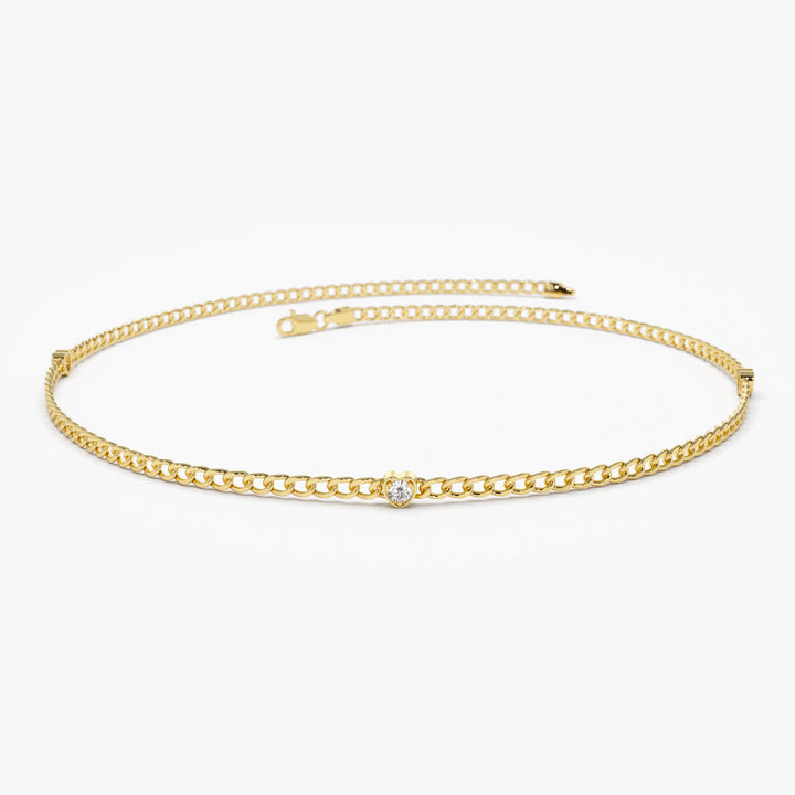 Heart Shaped Round Diamond Curb Chain Bracelet