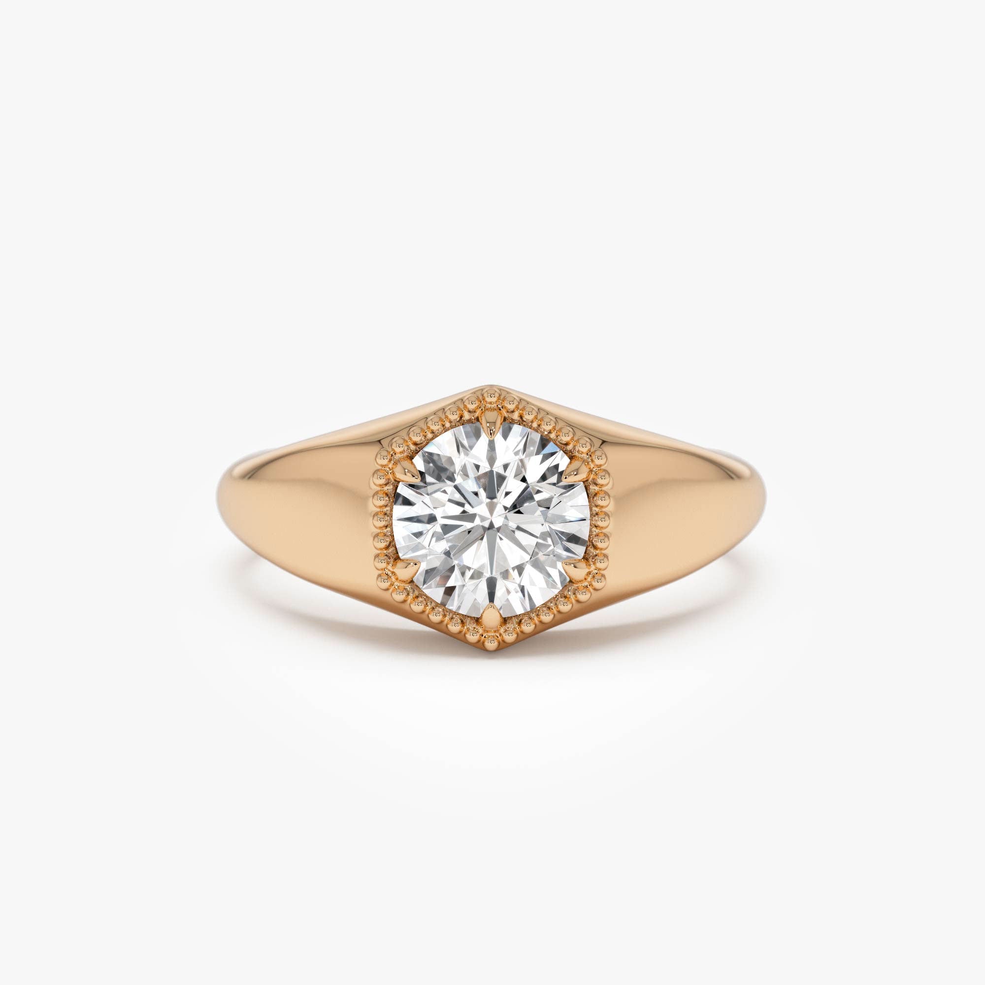 Hexagon Round Lab Grown Diamond Ring