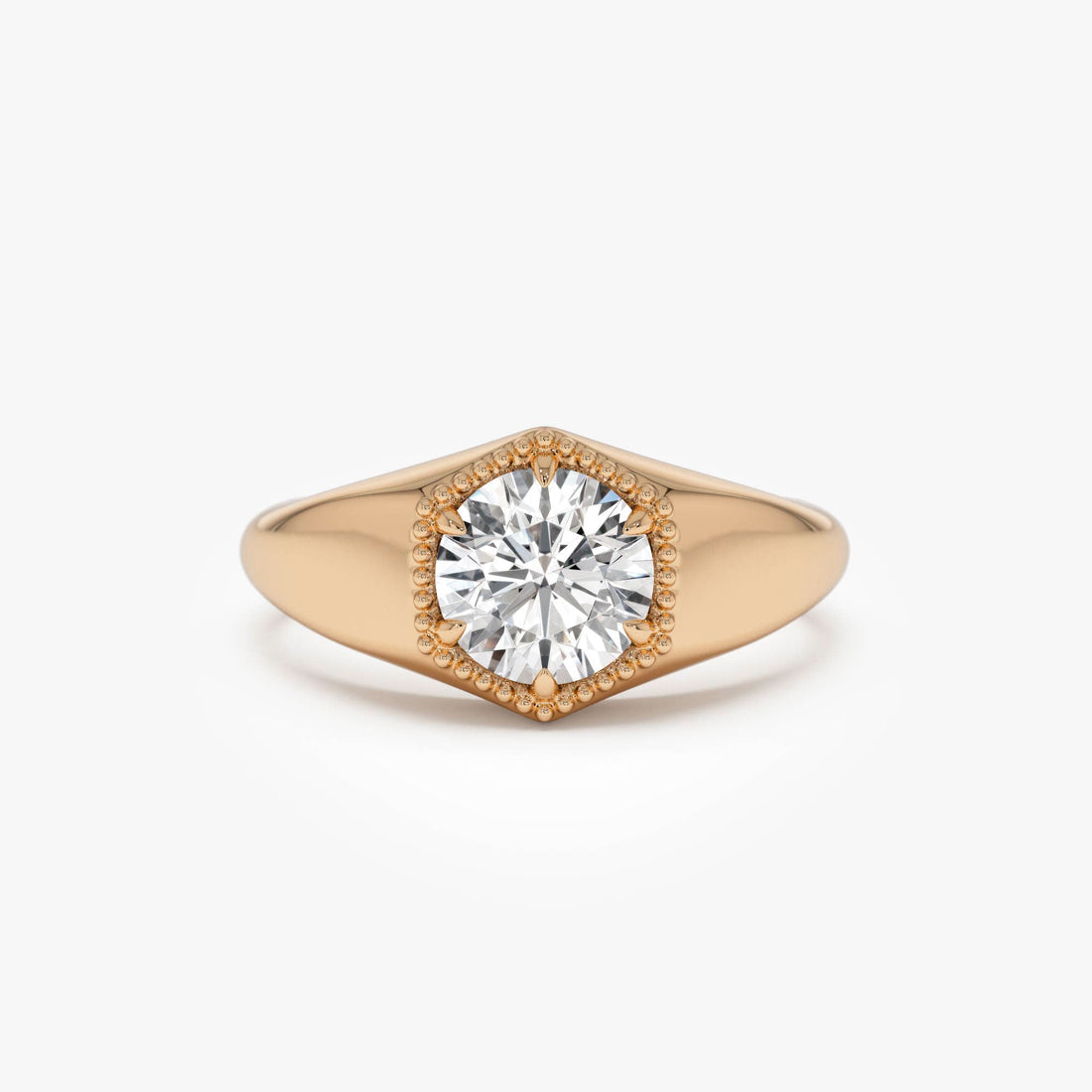 Hexagon Round Lab Grown Diamond Ring