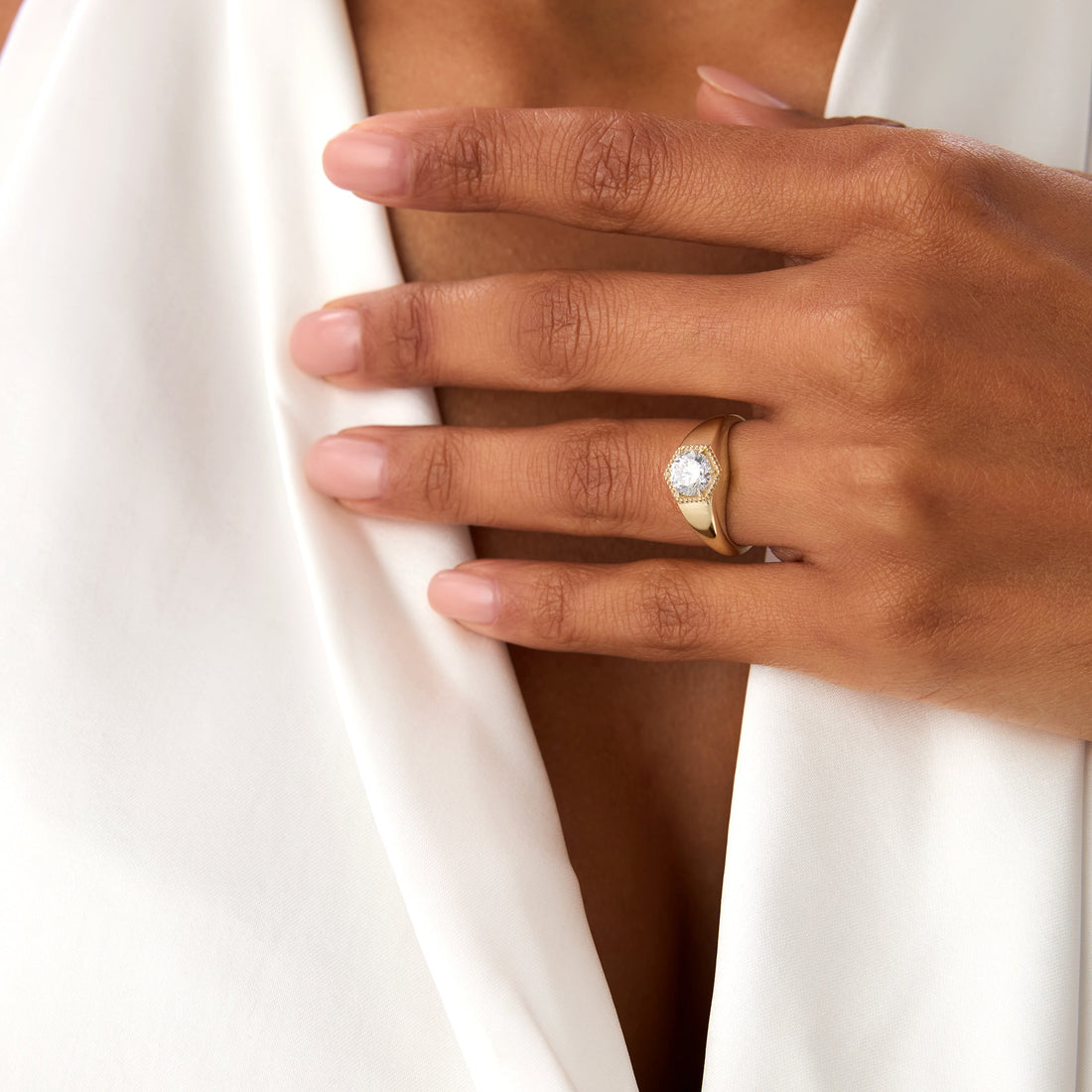Hexagon Round Lab Grown Diamond Ring
