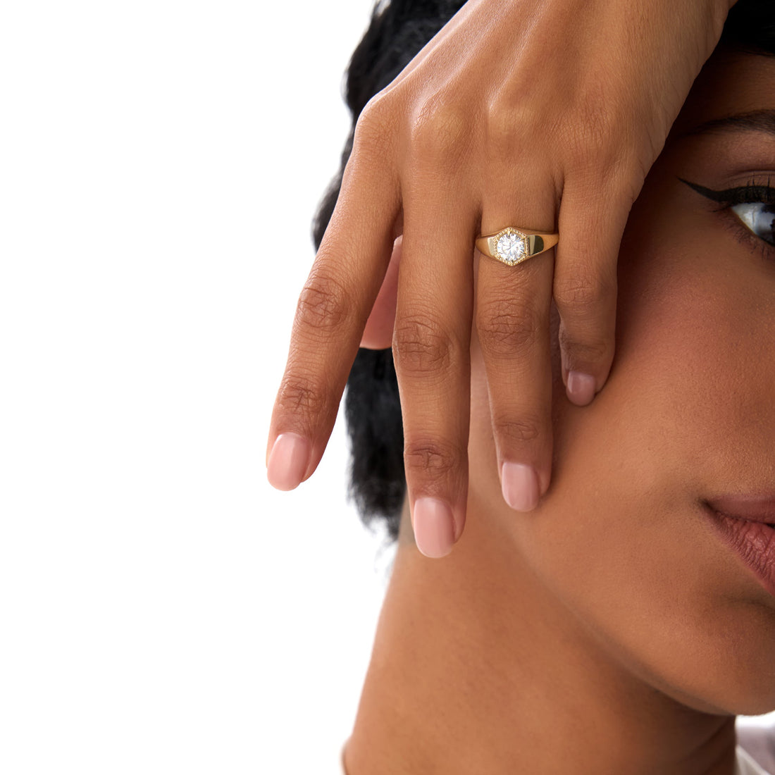 Hexagon Round Lab Grown Diamond Ring