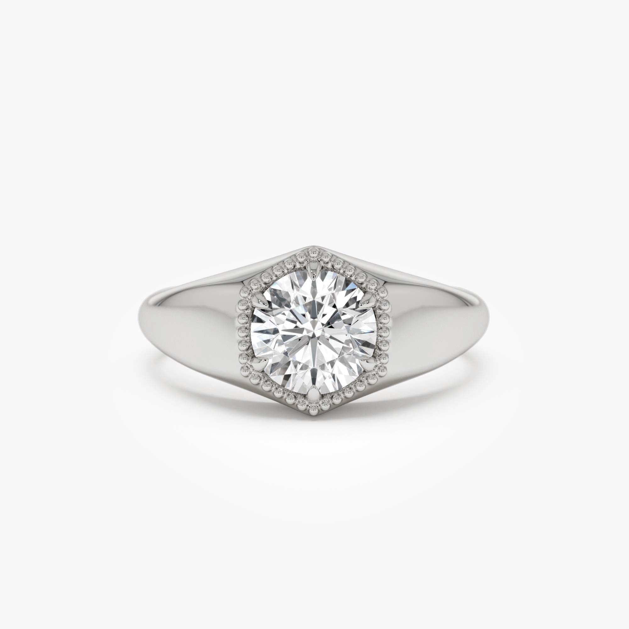 Hexagon Round Lab Grown Diamond Ring