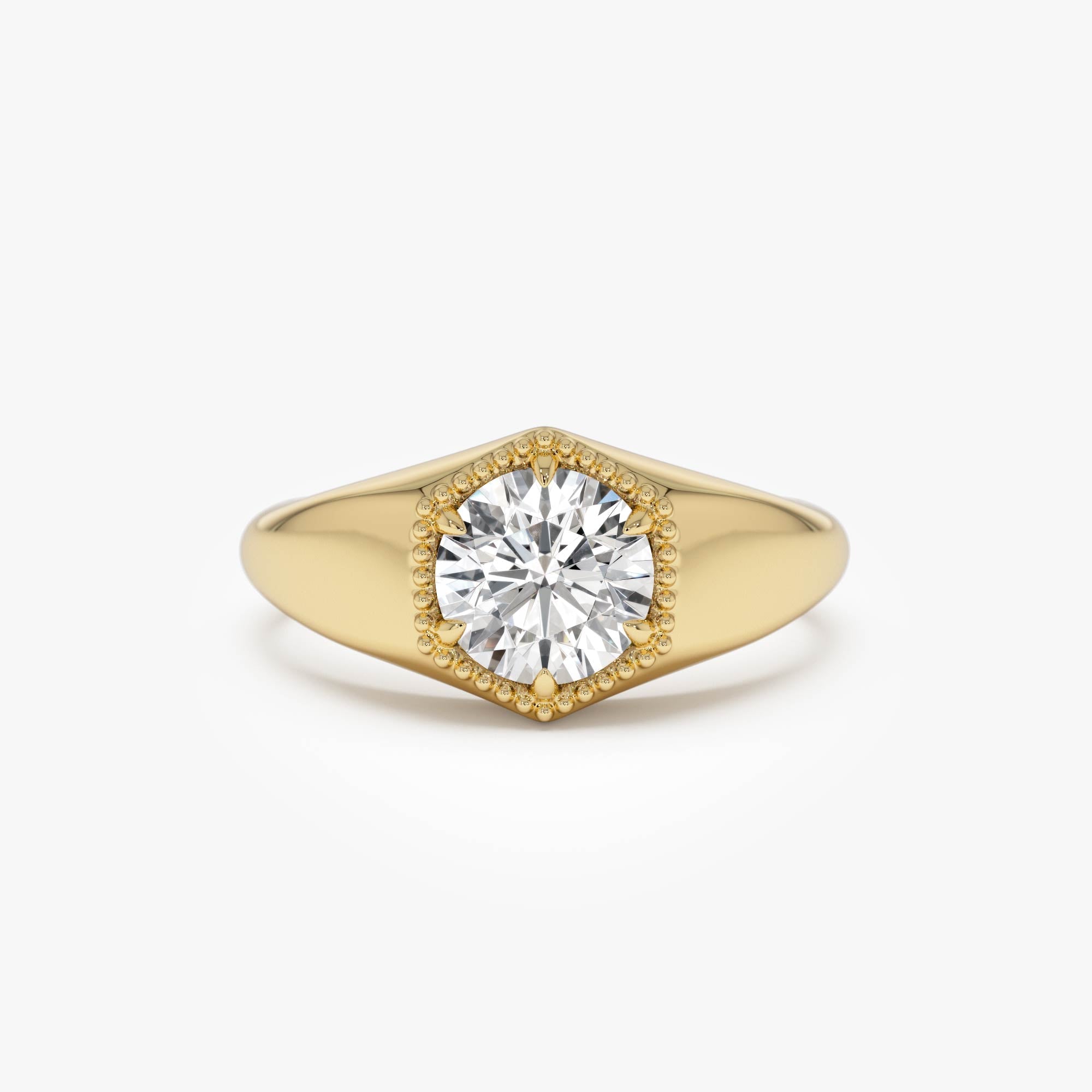 Hexagon Round Lab Grown Diamond Ring