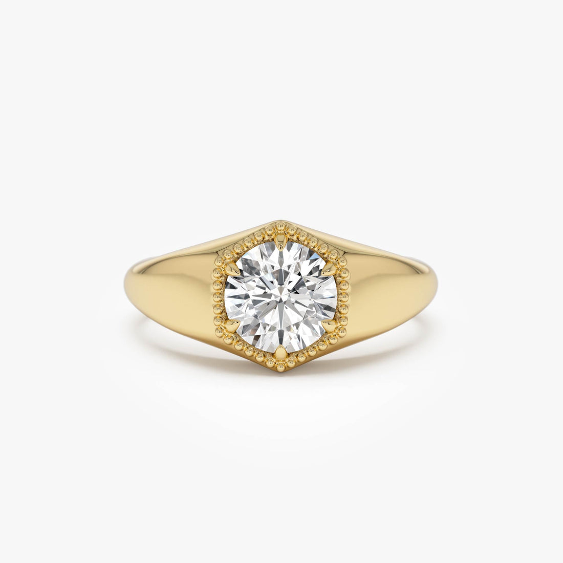 Hexagon Round Lab Grown Diamond Ring
