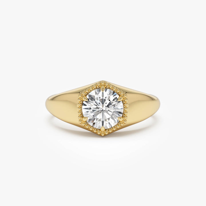 Hexagon Round Lab Grown Diamond Ring